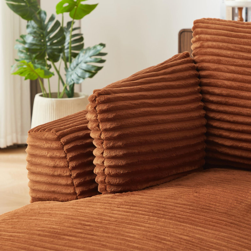 Très grand fauteuil inclinable en velours côtelé pour l'intérieur, Orange