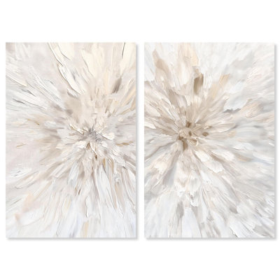 Silk Burst Duet Canvas Print Boho Gold Wall Decor Set by Art Remedy, Gallery Wrapped, 24 x 36