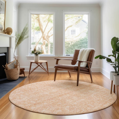 Premium Machine Washable Prisco Peach Rug