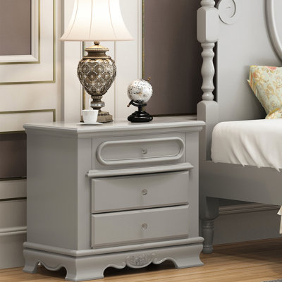 Table de chevet grise 3 avec une qualité de fabrication pour une chambre à coucher une ambiance détendue