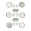 Ensemble de petit-déjeuner 14 pièces, 100% porcelaine, vert et blanc | Comprend 6 assiettes de service (6,0 po), 2 bols (5,1 x 5,1 x 1,6 po), 4 bols Joker (4,3 x 4,3 x 1,4 po), 2 plateaux (9,4 x 5,5 po) | Va au lave-vaisselle et au micro-ondes, conception élégante pour une utilisation quotidienne