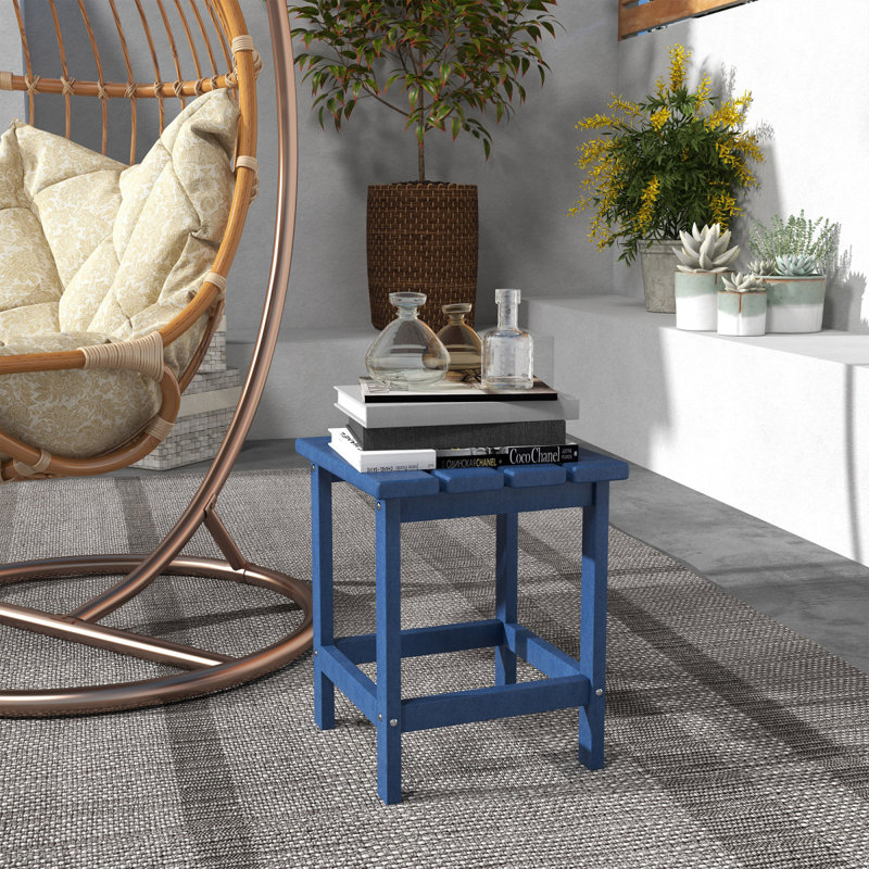 Table de bout Outsunny Adirondack, table de bout de patio carrée, bleu, ensemble de patio, mobilier de patio