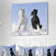 «Farmhouse White and Black Horse», reproduction de photo sur toile tendue-29491763