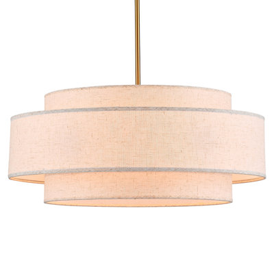 6-Light Modern Drum Chandelier with Linen Shade