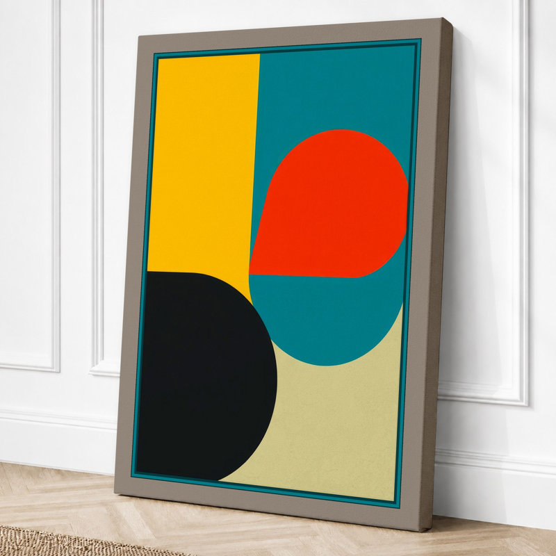 Composition Geometric - Wrapped Canvas, 30x20 - 76.2 x 50.8 cm, Taupe Border