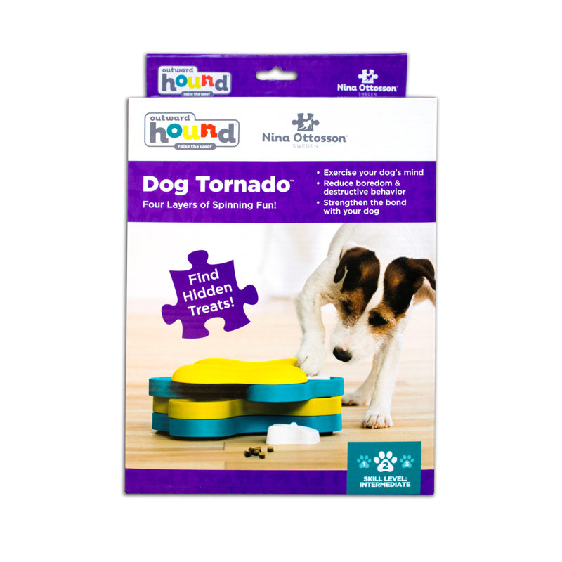 Blue and Yellow Interactive Dog Treat Dispenser Puzzle Toy