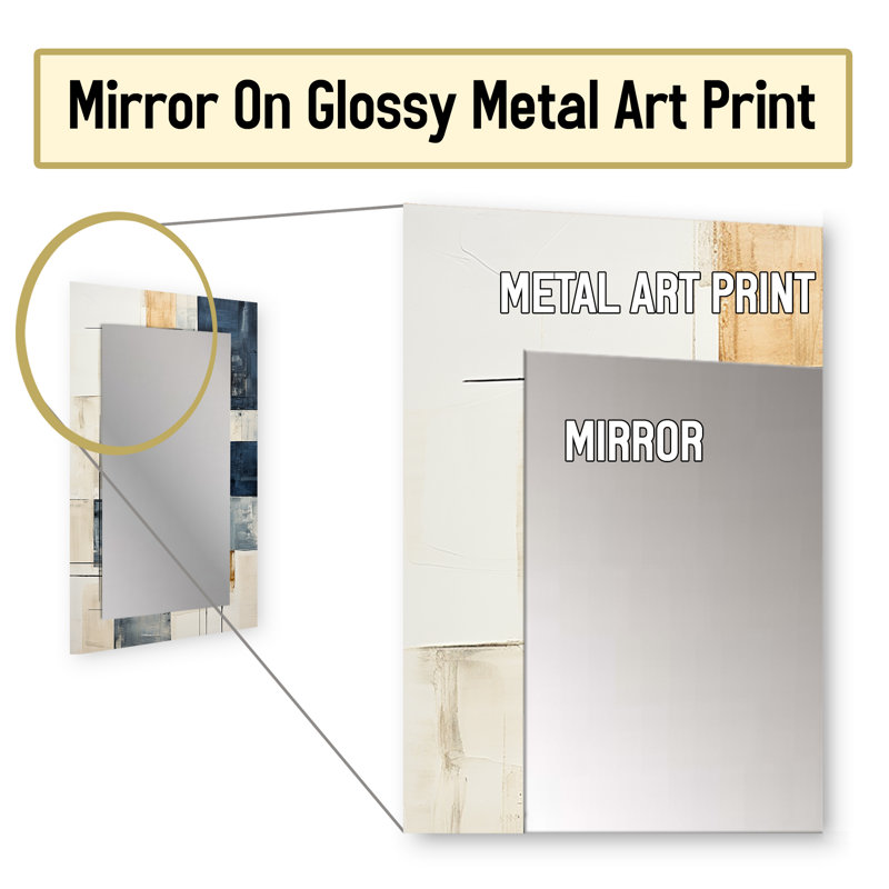 Ivory Illusions Abstract Shapes I - Abstract Shapes Mirror, White Decorative Wall Mirror, Printed Metal Art, 32" x 24"