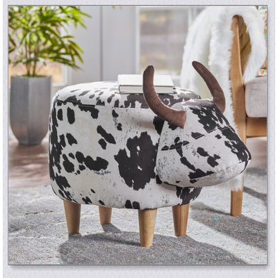 Charming Cow-Shaped Ottoman, Modern Accent Stool For Home Decor, Ideal For Living Room, Bedroom, And Outdoor Spaces
