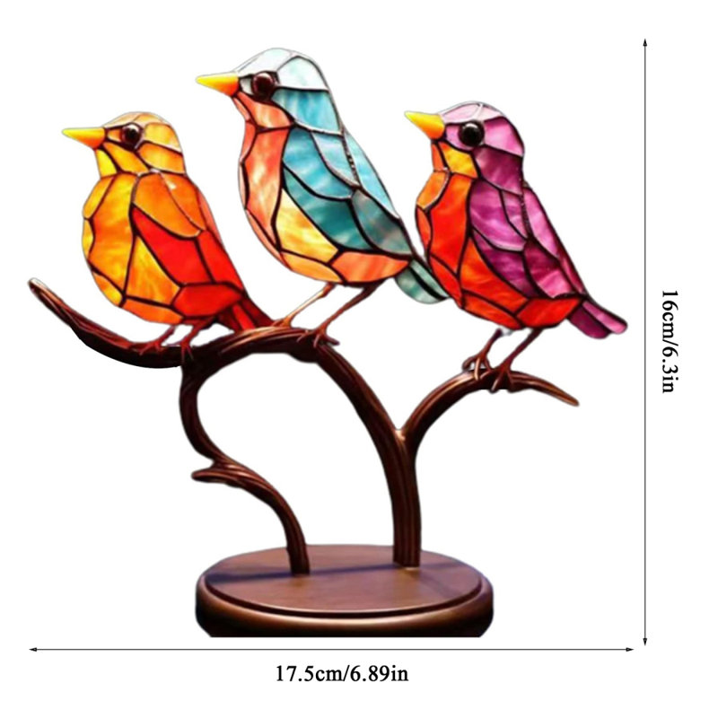 Ornement de statue d'oiseaux colorés