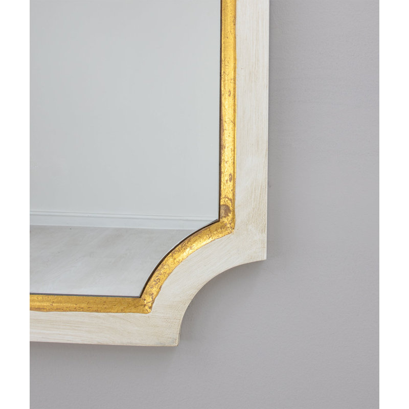 Tulip Rectangle Wall Mirror, Antiqued White/Gold Leaf