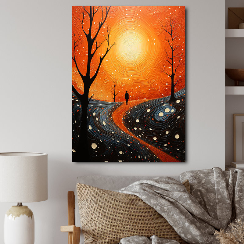 Orangeraie aérienne, pointillisme, salon, art mural, H 44 po x l 34 po x P 1,5 po, Toile tendue