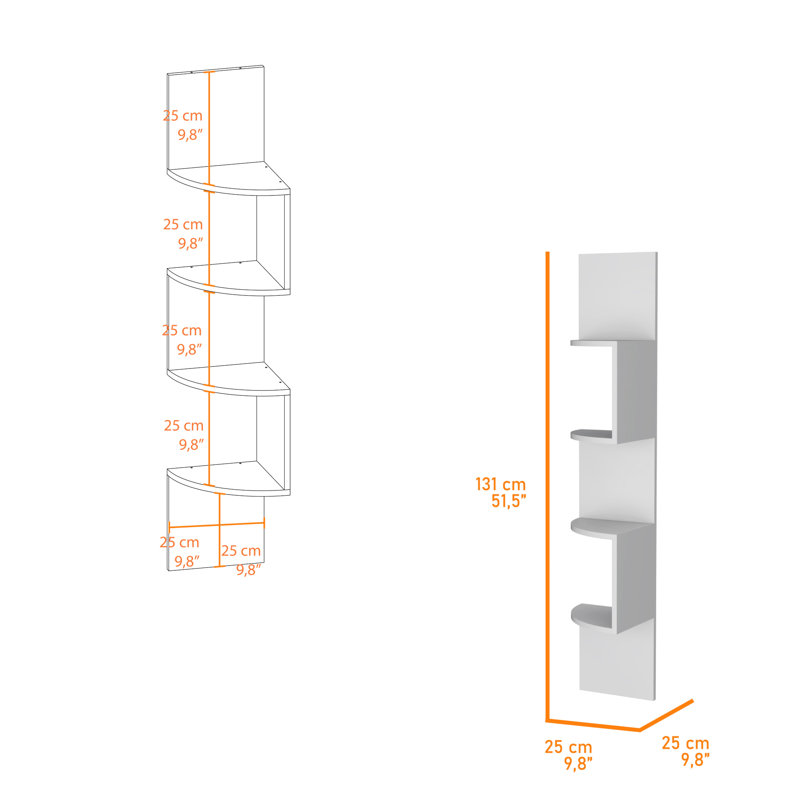 Spacious 4-Shelf White Floating Shelf For Home Organization With 4 Shelves Displaying Figurines, White