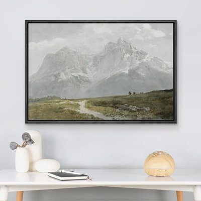 Rustic Countryside " IDEA4WALL Framed Canvas Print Wall Art Vintage Winter Storm Mountain Valley Nature Wilderness Illustrations Fine Art Decorative Landscape Relax/Calm For Living Room, Bedroom, Office "