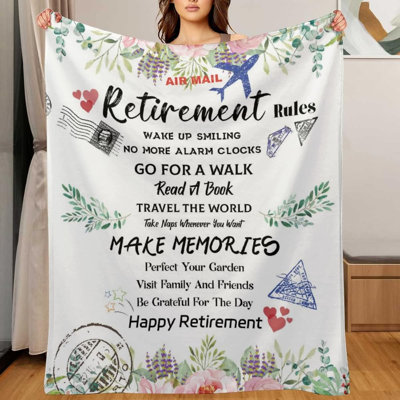 Cadeaux de retraite pour femmes 2026, couvertures de cadeaux de retraite pour enseignant, cadeaux de retraite heureux pour professeur à la retraite, infirmière et collaborateur, jeté chaud pour canapé-lit 60 po x 80 po