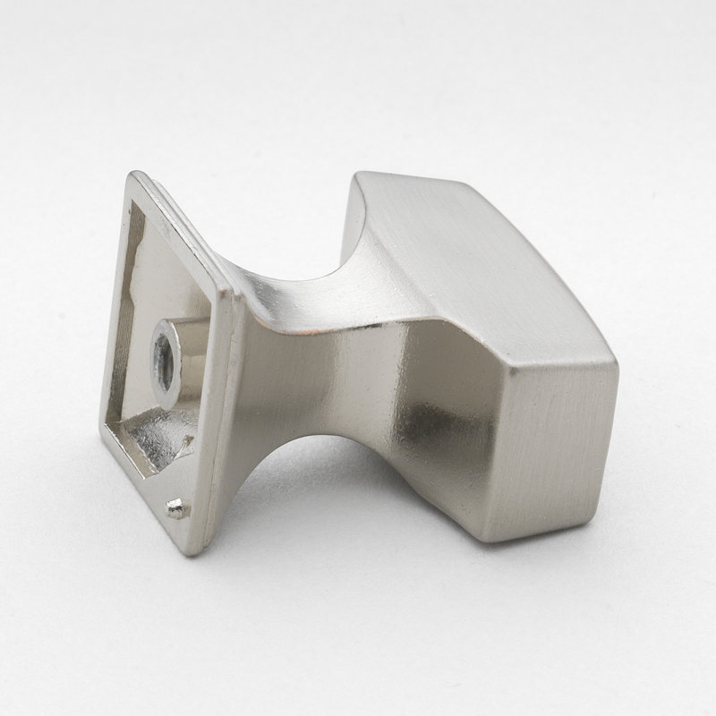 1 1/8" Length Rectangular Knob, Satin Nickel