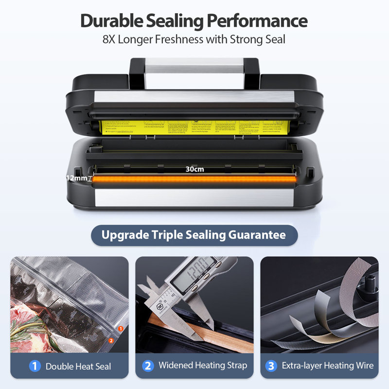 Beelicious Pro Powerful professional vacuum sealant, precision of 95 kPa, function of 10 in 1, easy to lock handle, dual heat seal and dual pump, food vacuum sealing machine
