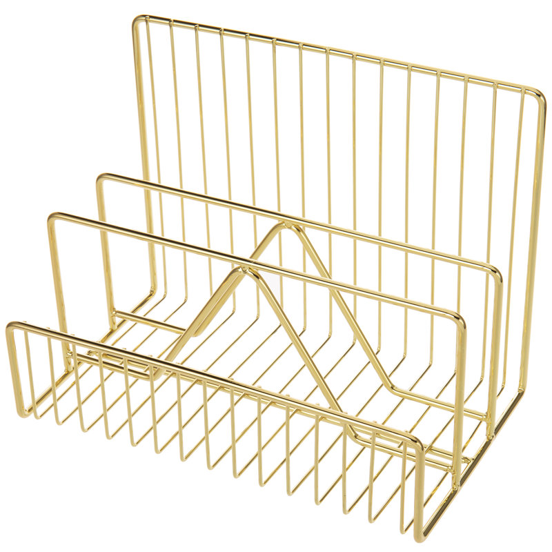 Koemi Metal 3-Slot Desktop Mail File Organiser, Brass