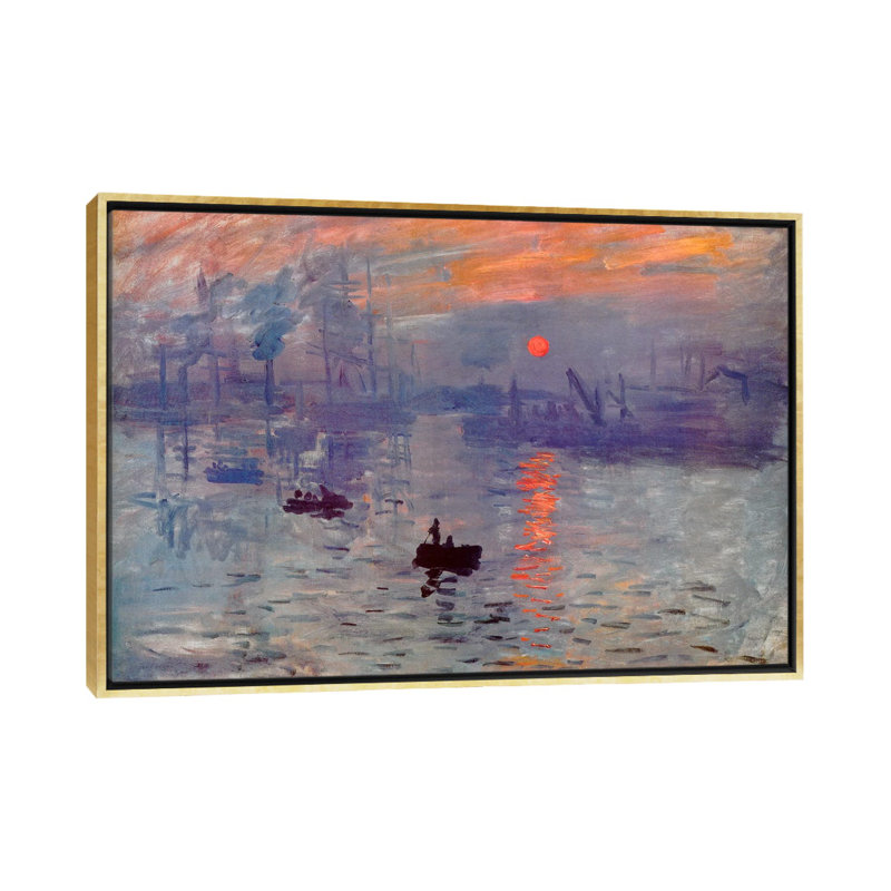 Impression de lever de soleil sur toile par Claude Monet, H 32 po x l 48 po x P 1 po, Encadrement doré