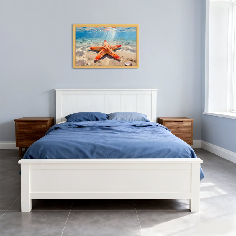 Animaux étoile de mer sur une plage de sable sous l'eau claire, H 20 po x l 30 po, Toile tendue, Ne s’applique pas