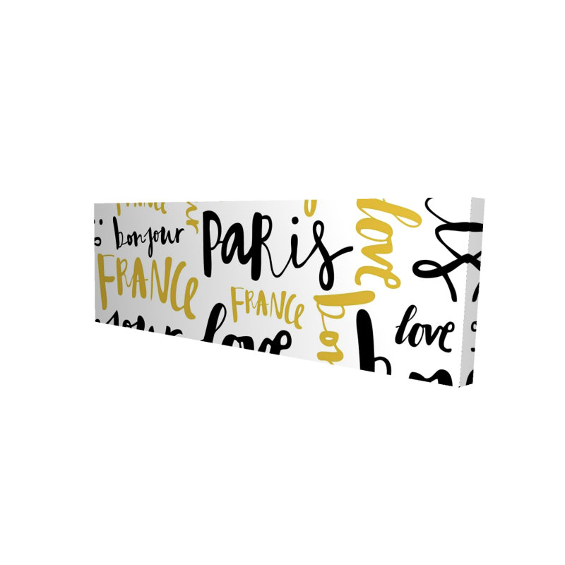 Bonjour Paris Canvas - Yellow Typography Wall Art for Bedroom