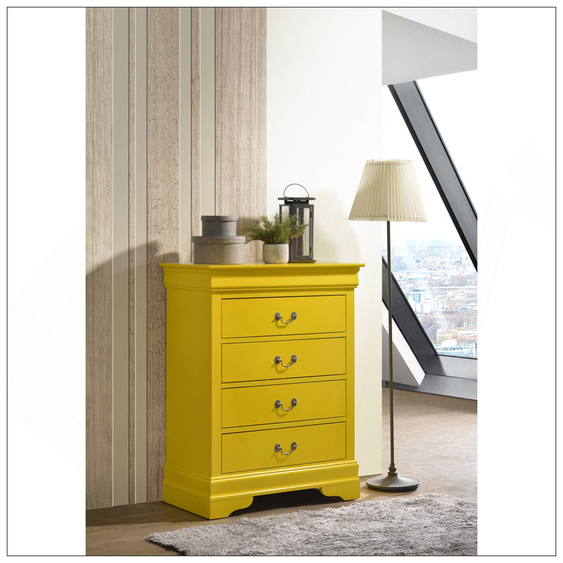 Commode 4 tiroirs Phillipe, jaune