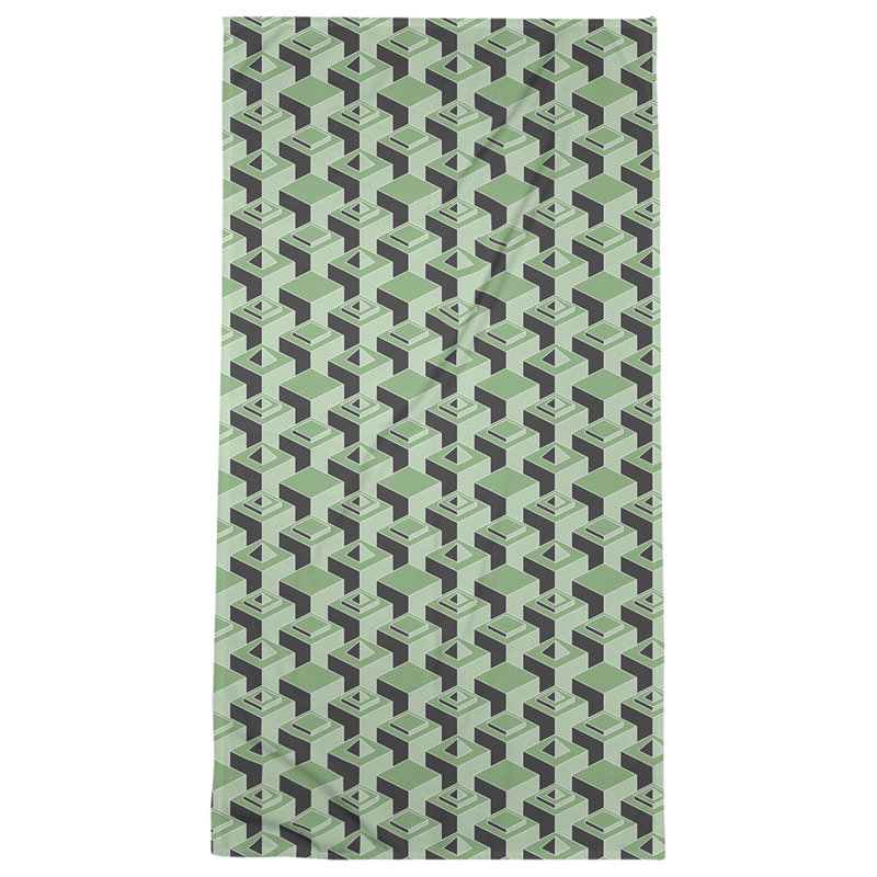 Serviette de plage classique gratte-ciels, Vert/noir