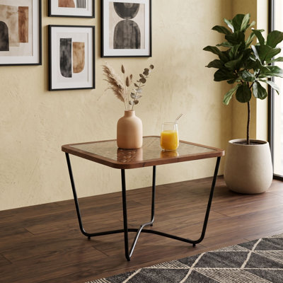 Square Coffee Table with Glass Top