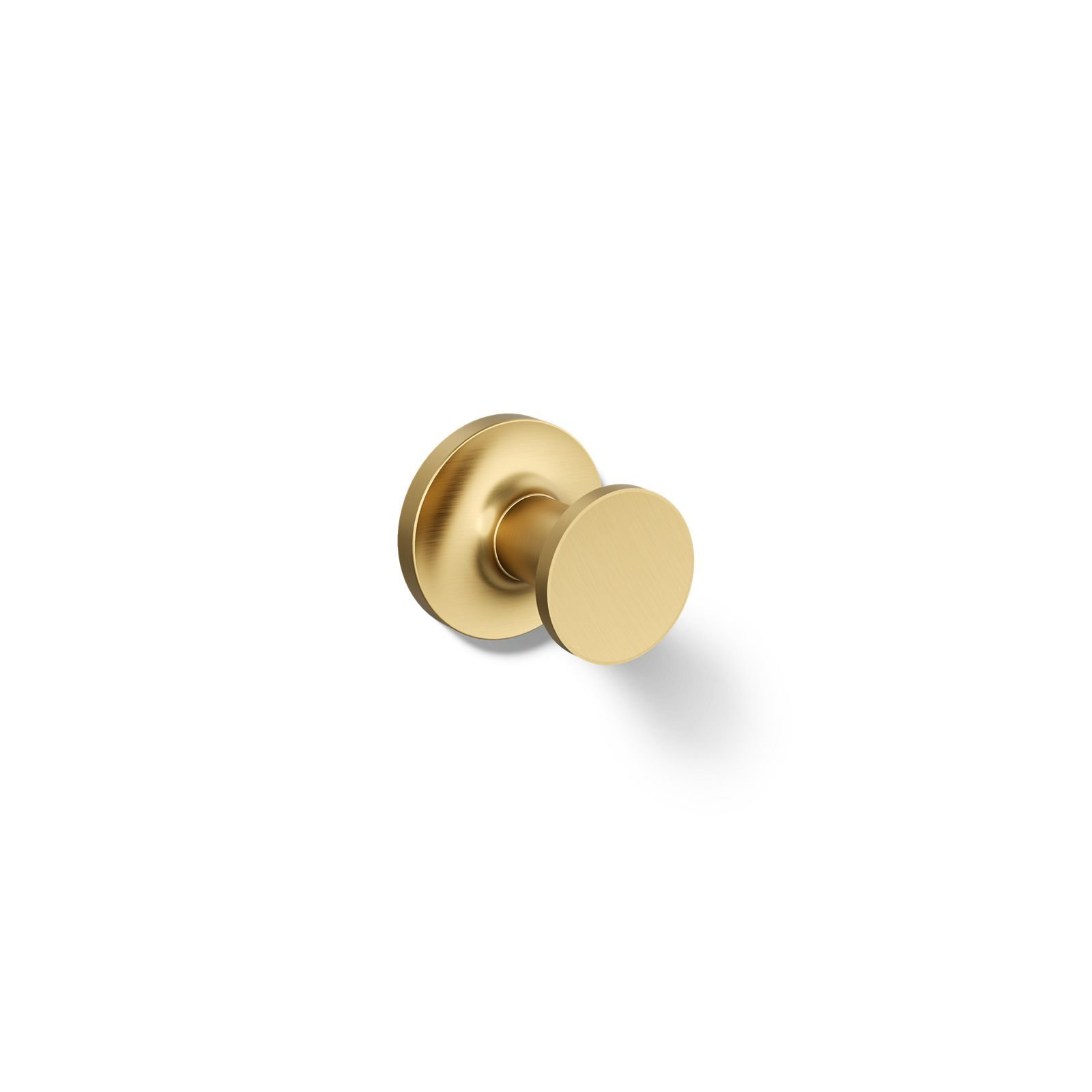 Purist Wall Mounted Round Bathroom Robe Hook, Towel Hook, Clothing Hook, Vibrant Brushed Moderne Brass