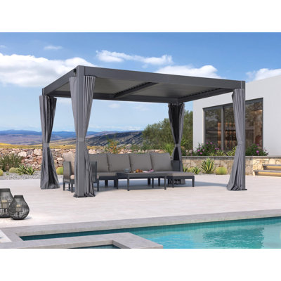 PURPLE LEAF Louvred Pergola with Netting and Curtains