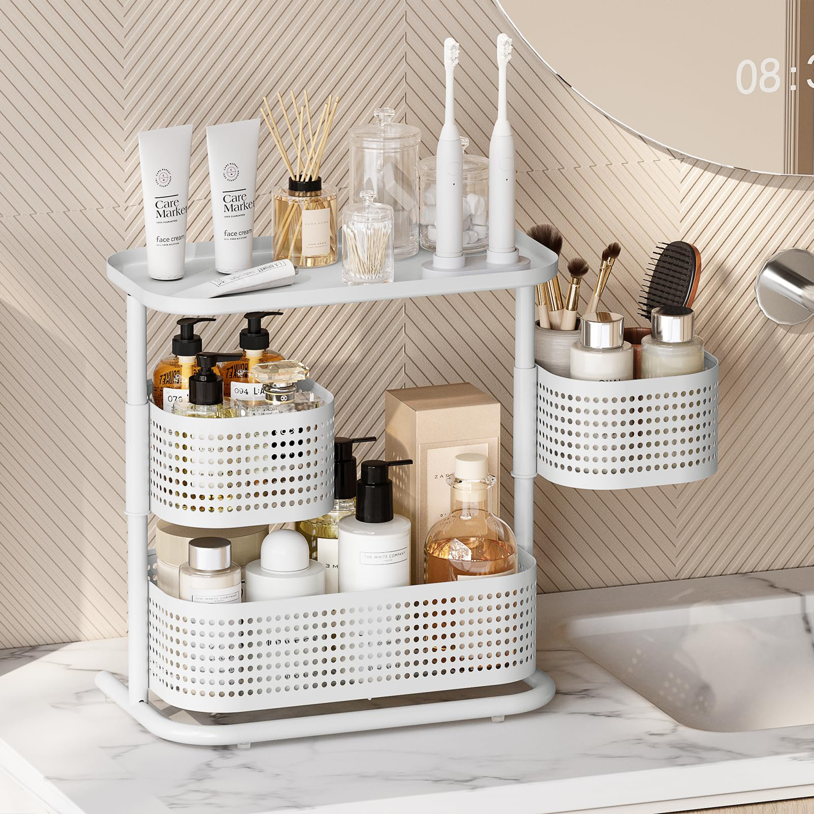 Latitude Run® 3-Tier Rotating Bathroom Organizer, Countertop Vanity ...