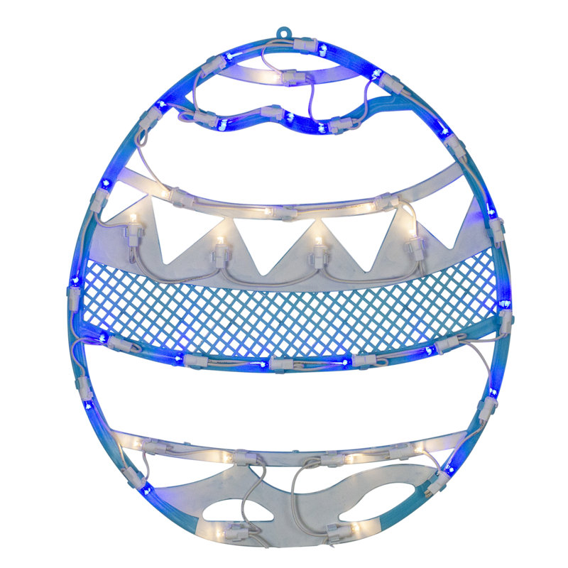 Décoration de fenêtre 17 po avec œuf de Pâques bleu lumineux
