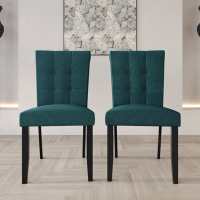 Black Wooden Dining Chair With Linen Cover by Lark Manor
