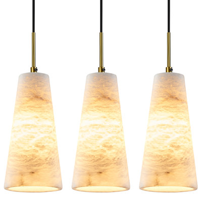 Alabaster Conical Pendant Light Gold E12 3-Pack