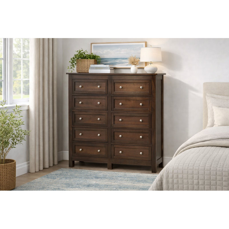 Commode 10 tiroirs Bulters Mule, Marron foncé