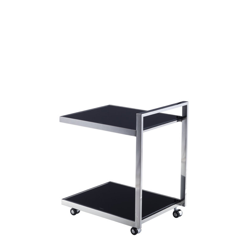Chariot-bar Luxe en verre et acier inoxydable