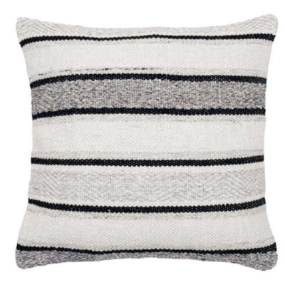 Coussin rayé Element 18 po x 18 po - noir, gris et rayures naturelles