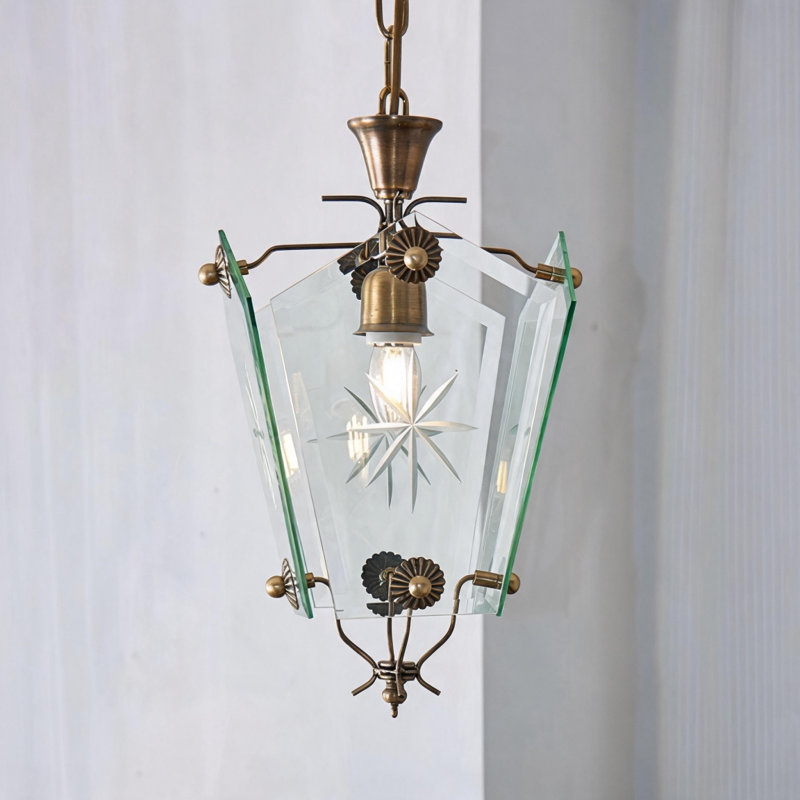 Luminaire suspendu en cuivre gravé