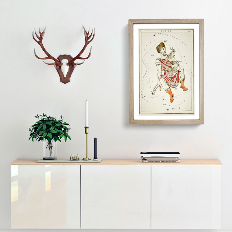 Astronomical Chart Of The Auriga Constellation - Single Picture Frame Painting, Oak, 45cm H x 33cm W x 2cm D