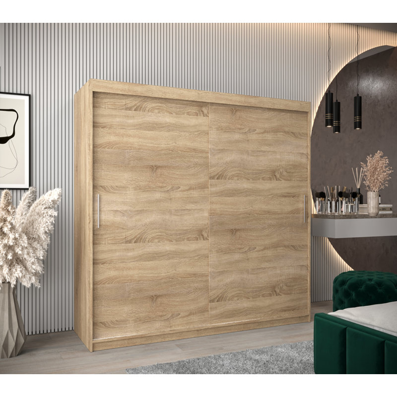 Anariah 2 Door Solid + Manufactured Wood Wardrobe, Sonoma Oak