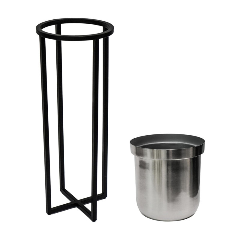 Metal Pot Planter, Black/Pewter, 78cm H x 29cm W x 29cm D