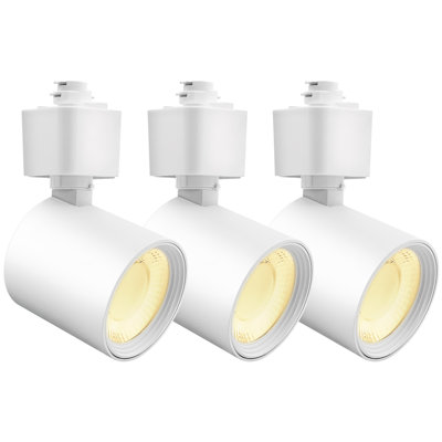 Luxrite 2 In. LED Track Light, 5CCT, CRI90, 10W, 800 Lumens, Adjustable 358°+ 90° Tilt, H Type Track Light Heads, Dimmable, ETL , Round White 3 Pack