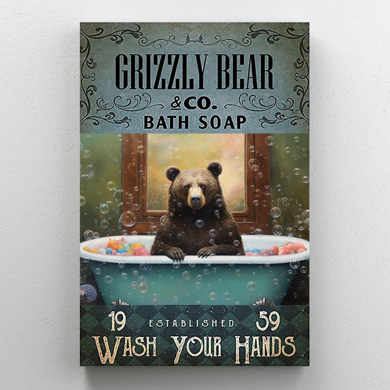 Grizzly Bear Bath Soap - 1 Piece Rectangle Graphic " Grizzly Bear Bath Soap ", 20" H x 16" W x 1.25" D
