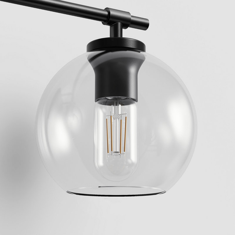 Choi 25 po Éclairage pour salle de bain 3 lumières avec abat-jour en verre globe de lait pour salle de bain, miroir, salon