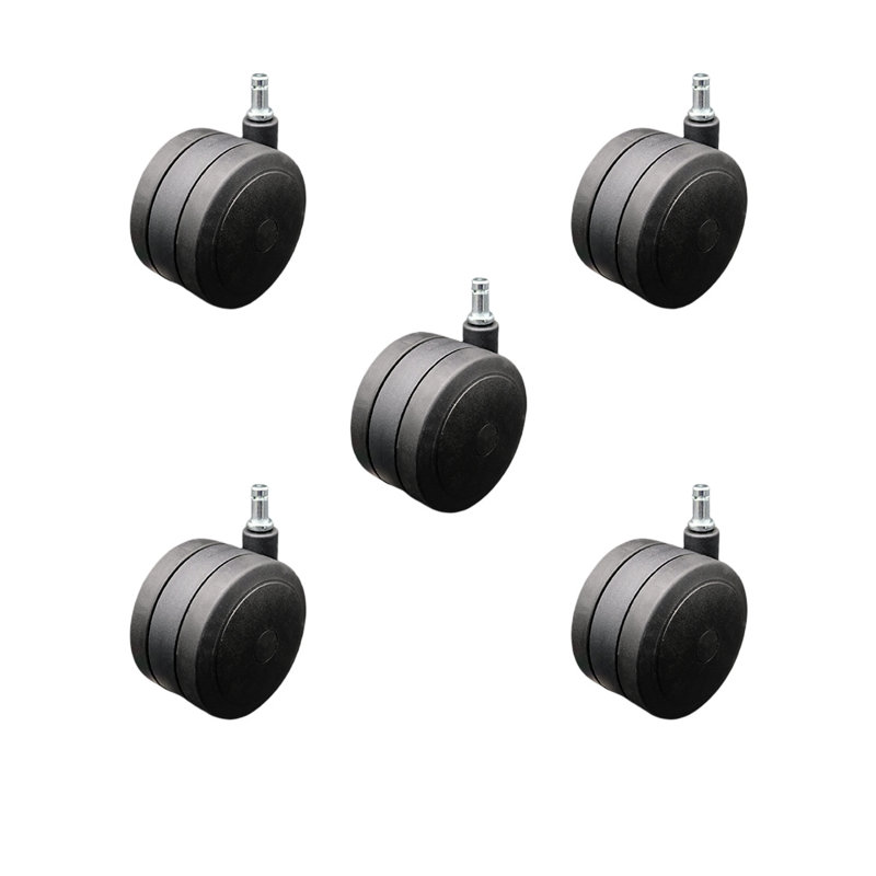 Ensemble de 5 roulettes pour chaise de bureau 4 pouces, Noir