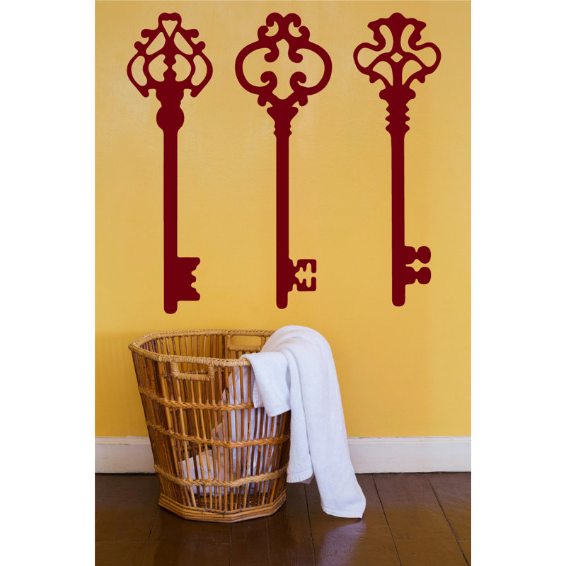 Décalcomanie murale clés squelettes, Bourgogne, H 45 po x l 46 po x P 0,01 po