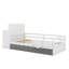 Lit plateforme simple en bois avec bibliothèque intégrée et garde-robe mobile, conception multifonctionnelle avec lit gigogne-1019771217