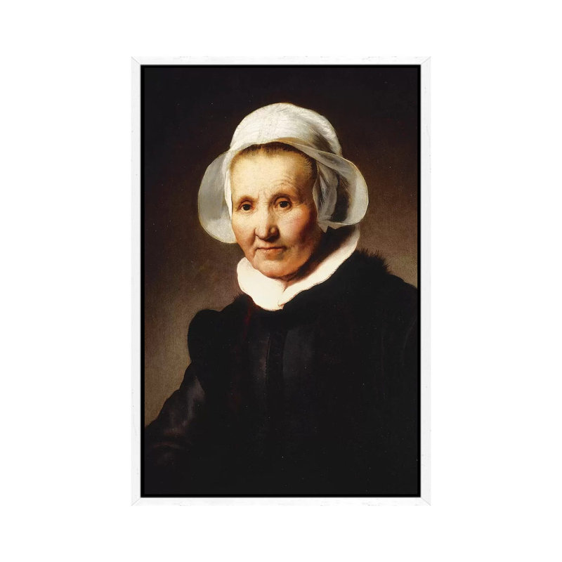 Portrait Of A Lady, Aged 62, Perhaps Aeltje Pietersdr by Rembrandt Van Rijn - Painting on Canvas, White Framed