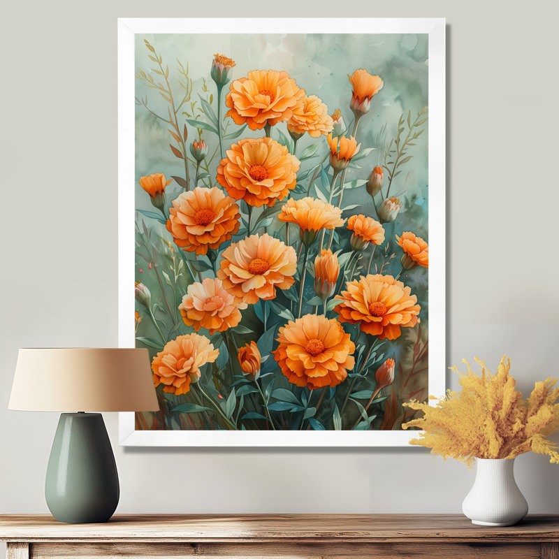 Orange, orange, parfum, souci, jardin I - souci, art mural, salon, Black Floater Framed, H 12 po x l 20 po