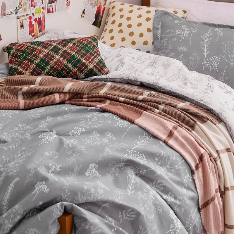 Best Seller Bedsure Comforter Set Reversible Cute Floral Bedding, 89GSM, Oversized Queen, Mineral Blue