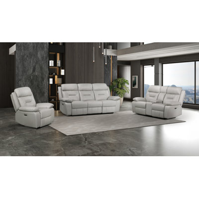 Ensemble 3 pièces: canapé inclinable électrique, causeuse et fauteuil
